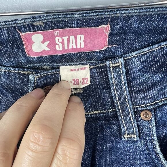 Women’s Star Low Rise Bootcut Blue Jeans 28 x 32 Y2K Grunge 90s - Picture 3 of 9